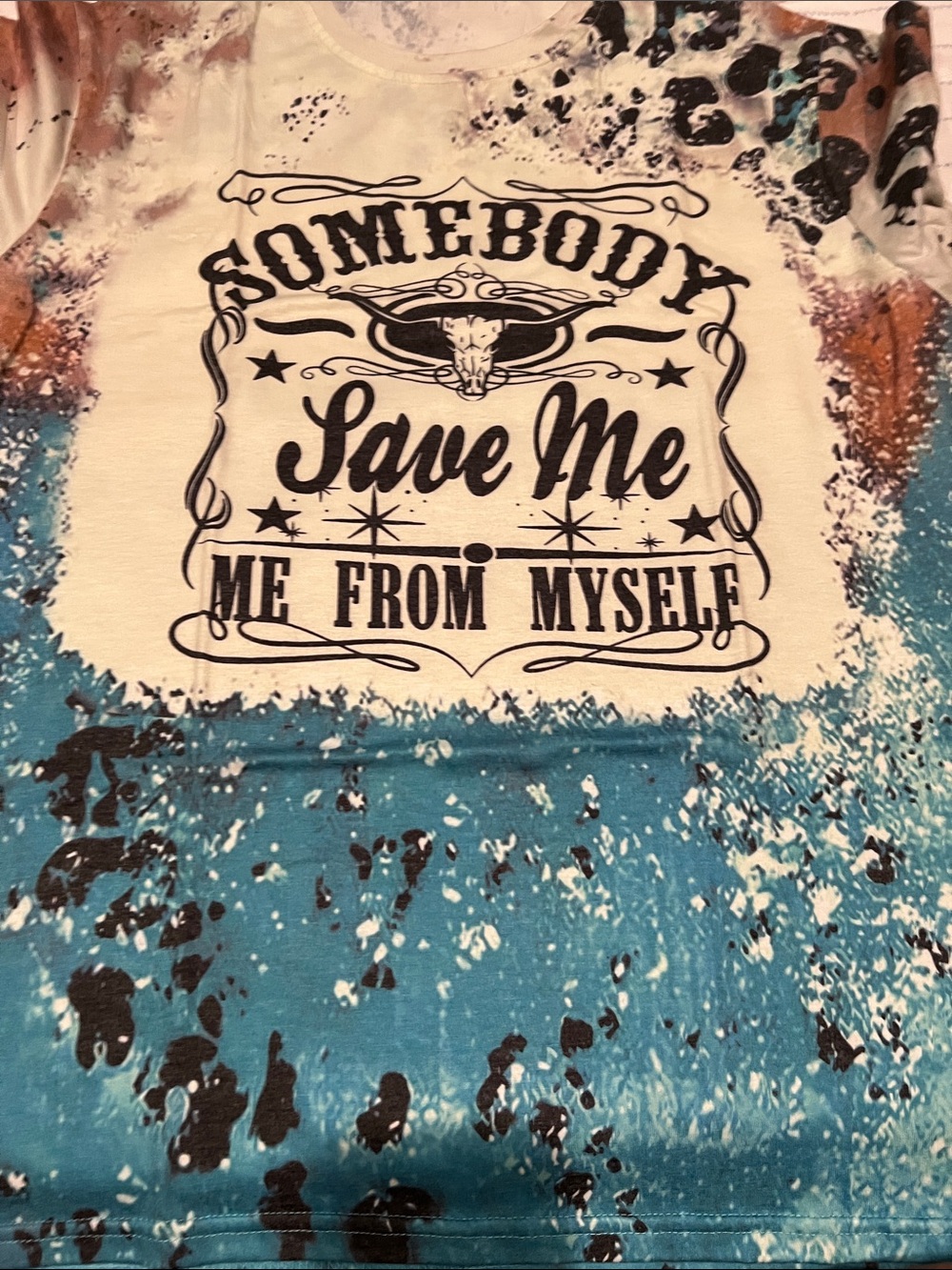 Somebody Save Me Short Sleeve Tee - Teal/White